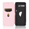 For Asus ROG Phone 3 ZS661KS Carbon Fiber Texture Horizontal Flip TPU + PC + PU Leather Case with Card Slot(Pink)