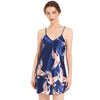 Sexy V-neck Crane Pattern Short Sling Skirt Pajamas, Size:XL(Dark Blue)
