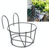 Balcony Fence Round Metal Flower Stand Wrought Iron Wall-mounted Flower Pot Stand, Size:XL(Black)