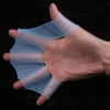 Silicone Swimming Web Fins Hand Flippers Training Gloves, M(Blue)