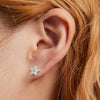 S925 Sterling Silver Checkerboard Flower Ear Stud Women Earrings