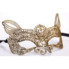Halloween Masquerade Party Dance Sexy Lady Bronzing Lace Cat King Mask(Gold)