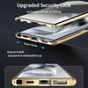 For Samsung Galaxy S25 Ultra 5G MagSafe Magnetic HD Frosted Tempered Glass Holder Phone Case(Gold)