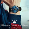 OLEVS 5869 1 Pair Couple Waterproof Genuine Leather Strap Quartz Watch(Black)