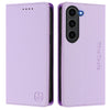 For Samsung Galaxy S23 5G RC01 Dual-Folded Magnetic Suction RFID Leather Phone Case(Light Purple)