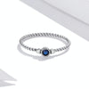 S925 Sterling Silver Dark Blue Zircon Platinum Plated Twist Texture Women Ring, Size:7