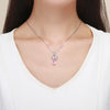 S925 Sterling Silver Bow DIY String Beads Pink Zircon Pendant Accessories