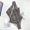 Leopard Print Hollow Strap One-piece Swimsuit For Women, Size: S