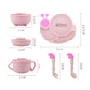 Creative Anti-scald Children Tableware Baby Snail Compartment Spoon Cup Bowl(Pink)