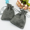 50 PCS Multi size Linen Jute Drawstring Gift Bags Sacks Wedding Birthday Party Favors Drawstring Gift Bags, Size:17x23cm(Gray)