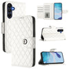 For Samsung Galaxy A26 5G Rhombic Texture Flip Leather Phone Case with Lanyard(White)
