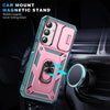 For Samsung Galaxy A26 5G Sliding Camshield TPU + PC Phone Case with Holder(Pink+Green)