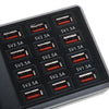 W-858 12A 12 Ports USB Fast Charging Dock Desktop Smart Charger AC100-240V, UK Plug (Black)