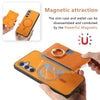 For Samsung Galaxy A54 5G Retro Cross Leather Ring Side Insert Card Bag MagSafe Phone Case(Yellow)
