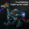 Electric Mechanical Dinosaur Toy Simulation Animal Toy Multifunctional Sound And Light Toy, Style: Spray-Blue