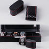 Carbon Fiber PU Leather Watch Box Jewelry Storage Box Packaging Box, Style:  Double-layer