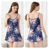 V-neck Backless Daffodils Short Sling Nightdress, Size:XL(Dark Blue)