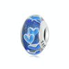 S925 Sterling Silver Heart Pattern Blue Glass DIY Beads(SCC2736)