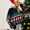 Autumn And Winter Women Pullover Sweater Christmas Tree Knit Sweater, Size: L(Dark Blue)