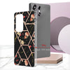 For Samsung Galaxy S25 Ultra 5G Splicing Marble Flower IMD TPU Phone Case(Black Flower)