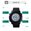 Skmei 1540 Fashion Outdoor Sports Large Dial Student Watch Multi Function Waterproof Mens Electronic Watch(Black White)