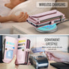 For Samsung Galaxy S25 5G CaseMe C36 Card Slots Zipper Wallet RFID Anti-theft Leather Phone Case(Pink)