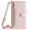 For Samsung Galaxy S25 Ultra 5G Sheep Texture Cross-body Zipper Wallet Leather Phone Case(Pink)