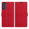 For Samsung Galaxy S21 FE R64 Texture Single Horizontal Flip Protective Case with Holder & Card Slots & Wallet& Photo Frame(Red)