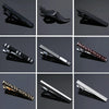 Brass Polished Gum Pattern Business Men Tie Clip, Color: Black Strips