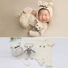 Newborn Photography Clothing Baby Knitted Jumpsuit + Hat + Mouse Doll Three-Piece Set(White)
