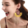 Bohemian Tassel Earrings Female Ethnic Style Rice Bead Earrings(Black)