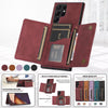 For Samsung Galaxy S22 Ultra Three-fold Leather Phone Case with Card Slot & Wallet & Holder(Wine Red)