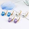 Women Fashion Color Square Stud Earrings Crystal Rhinestone Earring(Green)