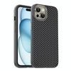 For iPhone 15 Plus Carbon Fiber Textured Oil Spray MagSafe Magnetic Phone Case(Grey)