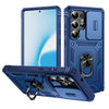 For Samsung Galaxy S25 Ultra 5G Sliding Camshield TPU Hybrid PC Phone Case with Holder(Navy Blue)