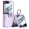 For Samsung Galaxy Z Flip6 GKK Integrated Large Window PC Ring Holder Phone Case(Transparent Purple)
