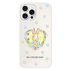 For iPhone 15 Pro Max Skin Feeling Jelly TPU Hybrid PC Phone Case(Love Flower Rabbit White)