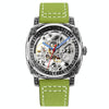 SKMEI 9271 Stainless Steel Buckle Leather Strap Waterproof Mechanical Watch(Green)