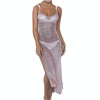 Sexy Perspective Mesh Gauze Strap Dress Swimsuit Cover-up, Size:L(Silver)