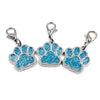 10 Light Blue Enamel Paw Print Charms - Jewellery Making