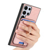 For Samsung Galaxy S25 Ultra 5G Retro Cross Leather Ring Vertical Insert Card Bag MagSafe Phone Case(Pink)