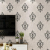 Damascus Self-Adhesive Embossed Wallpaper Thick 3D Non-Woven Fabric Fine Embossed Bedroom Wallpaper, Specification: 0.53 x 3 Meters(1683 Light Grey)