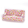 Mini Furniture Flower Sofa 20cm Couch +2 Cushions for Doll House Accessories(Cloth sofa)