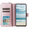 For Samsung Galaxy A73 5G Nine-card Slots Zipper Wallet Bag Leather Phone Case(Rose Gold)