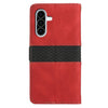 For Samsung Galaxy A56 5G Grid Stitching Leather Phone Case with Lanyard(Red)