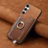 For Samsung Galaxy S25+ 5G Retro Cross Leather Ring Horizontal Insert Card Bag MagSafe Phone Case(Brown)