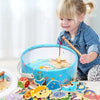 Wooden Magnetic Children Marine Fishing Puzzle Toys, Style: Barrel 20 Fish
