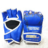 SUTENG Half Fingers PU Leather Adults Training UFC Boxing Gloves(Blue)