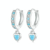S925 White-plated Retro Heart-shaped Blue Turquoise Earrings(SCE1738)