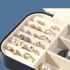 Double-Layer Jewelry Storage Box Earrings Ring Portable Flannel Jewelry Box(Blue)